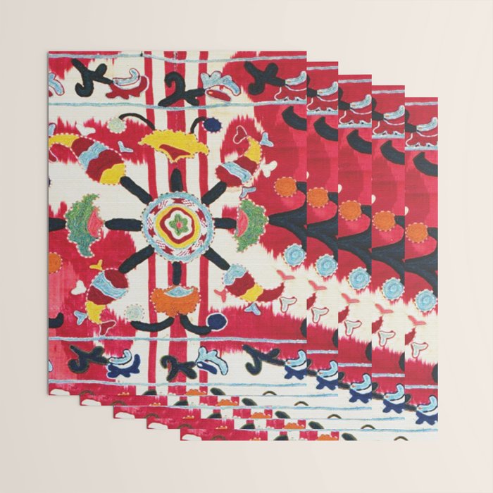 Ikat Suzani  Antique Uzbekistan Tribal Wedding Bedsheet Print Wrapping Paper Gallery Image 3