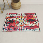 Ikat Suzani  Antique Uzbekistan Tribal Wedding Bedsheet Print Rug Gallery Image 1