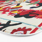 Ikat Suzani  Antique Uzbekistan Tribal Wedding Bedsheet Print Bath Mat Gallery Image 3