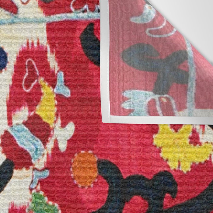 Ikat Suzani  Antique Uzbekistan Tribal Wedding Bedsheet Print Wall Tapestry Gallery Image 3