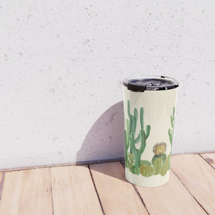 In my happy place - hedgehog meditating in cactus jungle Travel Mug Gallery Image 4