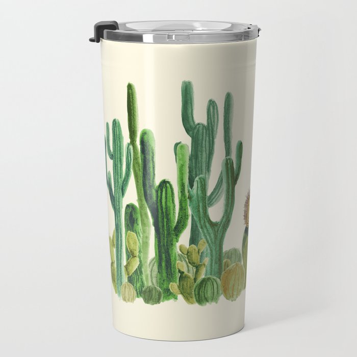 In my happy place - hedgehog meditating in cactus jungle Travel Mug Gallery Image 3