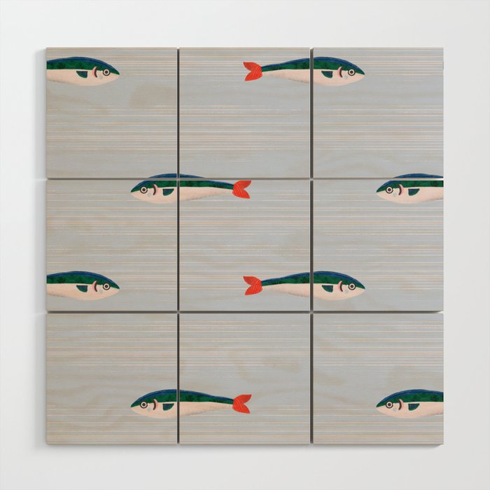 Sardines In The Sea Pattern Wood Wall Art Gallery Image 1
