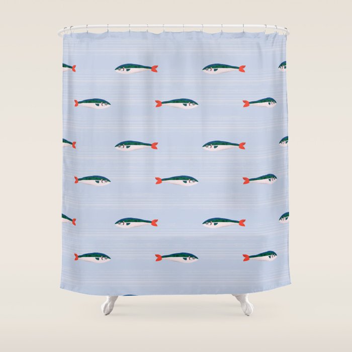 Sardines In The Sea Pattern Shower Curtain Gallery Image 1