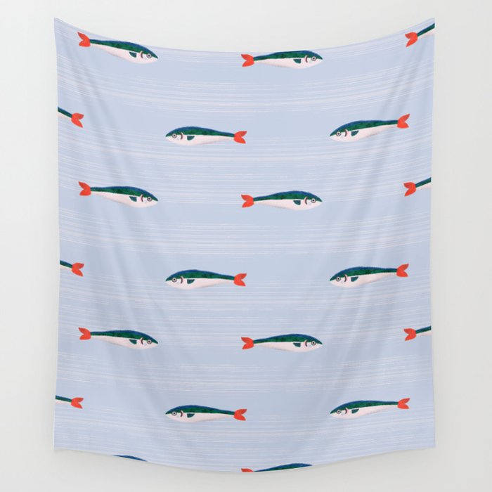 Sardines In The Sea Pattern Wall Tapestry Gallery Image 4