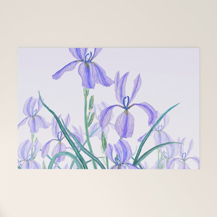 purple iris watercolor Welcome Mat Gallery Image 1