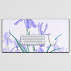 purple iris watercolor Desk Mat Gallery Image 1