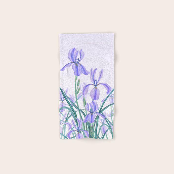 purple iris watercolor Bath Towel Gallery Image 1