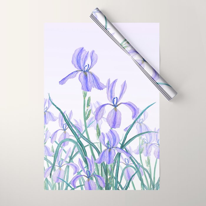 purple iris watercolor Wrapping Paper Gallery Image 1