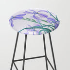 purple iris watercolor Stool Gallery Image 2