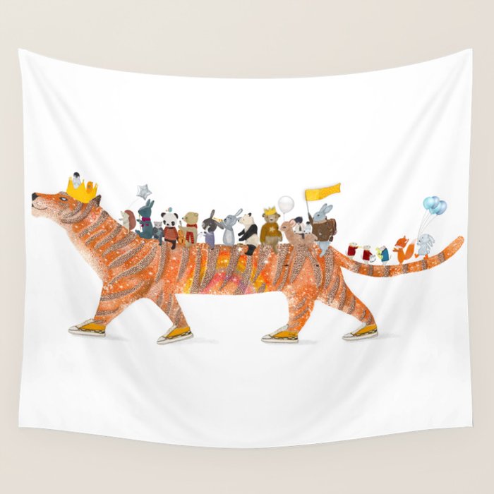 starlight tigerdoodle Wall Tapestry Gallery Image 4