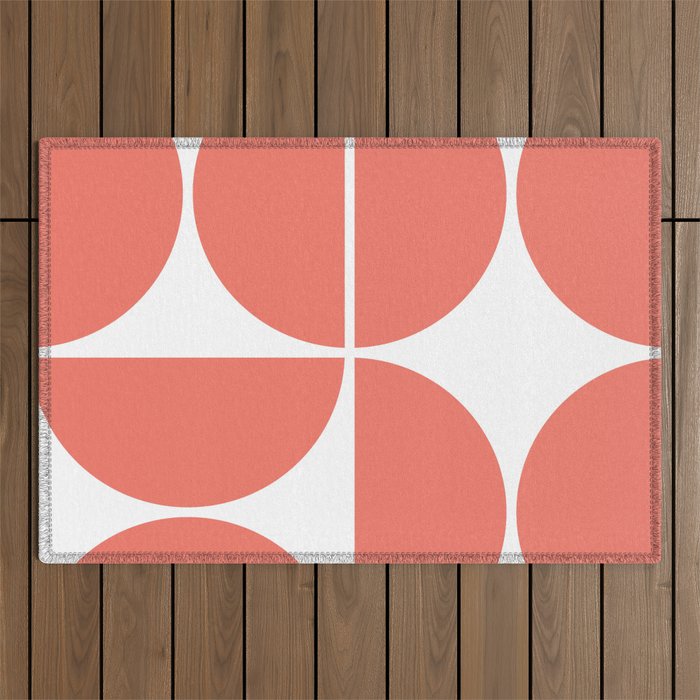 Mid Century Modern Living Coral Square Outdoor Rug Gallery Image 1