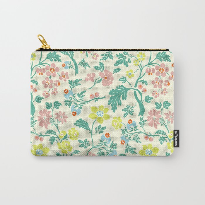 Classic Chinese-Inspired Pastel Floral Pattern Carry All Pouch Gallery Image 1