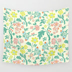 Classic Chinese-Inspired Pastel Floral Pattern Wall Tapestry Gallery Image 4