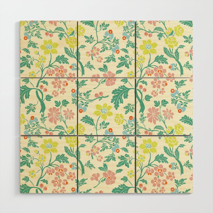 Classic Chinese-Inspired Pastel Floral Pattern Wood Wall Art Gallery Image 1