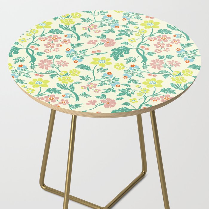 Classic Chinese-Inspired Pastel Floral Pattern Side Table Gallery Image 2