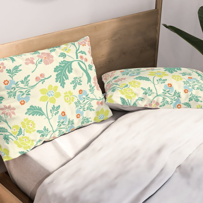 Classic Chinese-Inspired Pastel Floral Pattern Pillow Sham Gallery Image 2