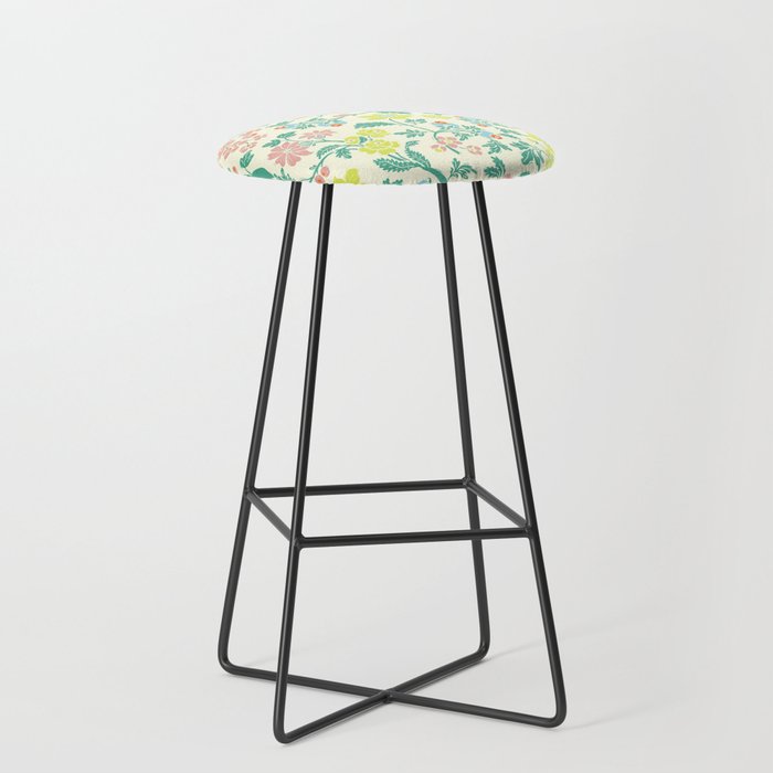 Classic Chinese-Inspired Pastel Floral Pattern Stool Gallery Image 1