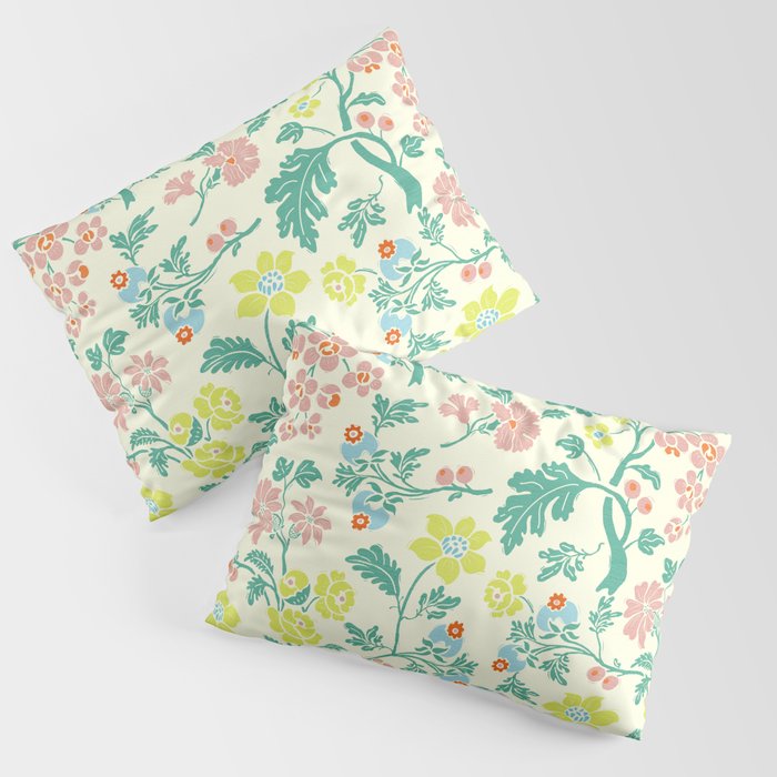 Classic Chinese-Inspired Pastel Floral Pattern Pillow Sham Gallery Image 3