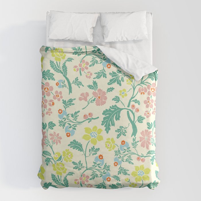 Classic Chinese-Inspired Pastel Floral Pattern Duvet Cover Gallery Image 6