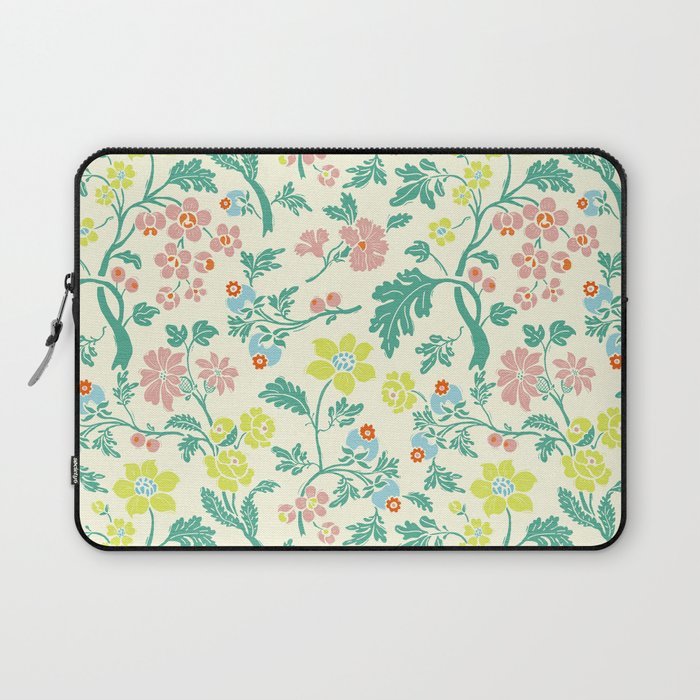 Classic Chinese-Inspired Pastel Floral Pattern Laptop Sleeve Gallery Image 1