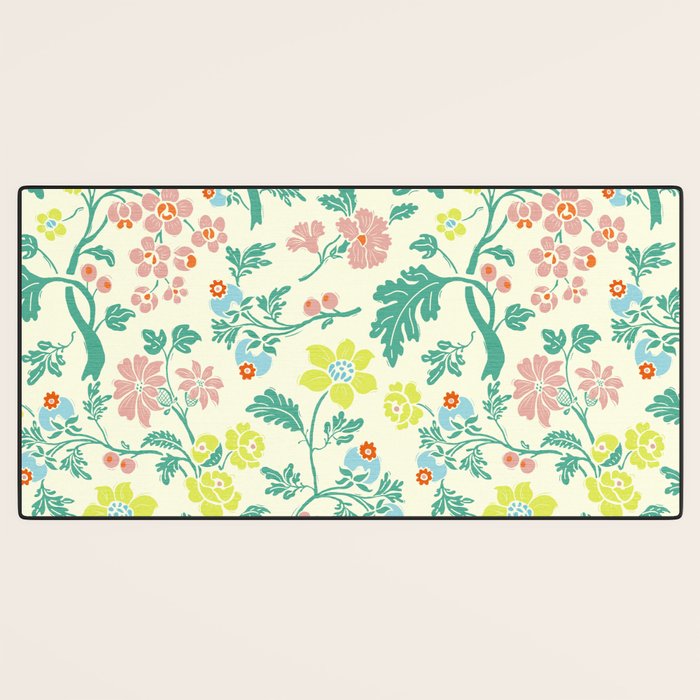 Classic Chinese-Inspired Pastel Floral Pattern Desk Mat Gallery Image 3