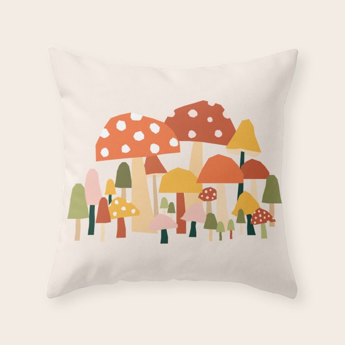 Fall Mushrooms  Throw Pillow Gallery Image 6
