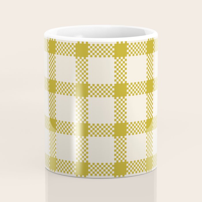 Antique Moss Check Grid Coffee Mug Gallery Image 4