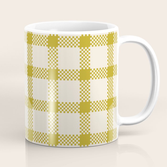 Antique Moss Check Grid Coffee Mug Gallery Image 1