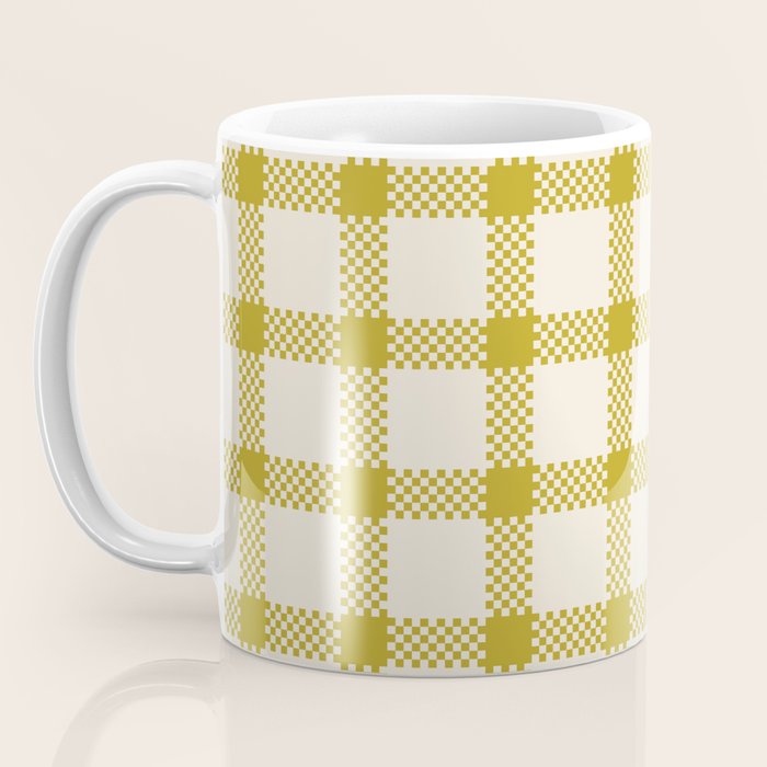 Antique Moss Check Grid Coffee Mug Gallery Image 3