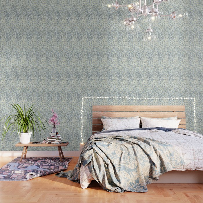 William Morris Vintage Willow Bough Blue Cream Pattern Wallpaper Gallery Image 3