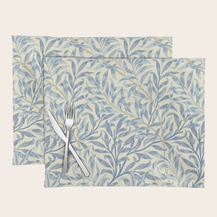 William Morris Vintage Willow Bough Blue Cream Pattern Placemat Gallery Image 1