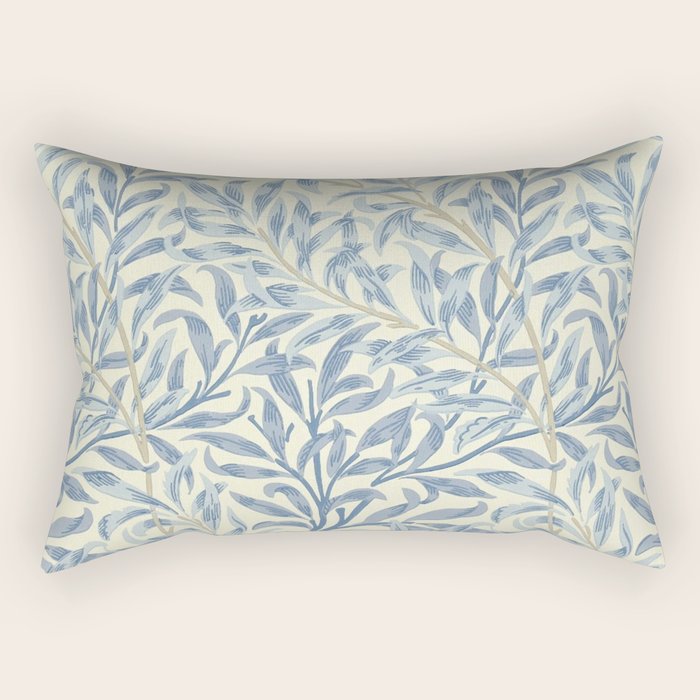 William Morris Vintage Willow Bough Blue Cream Pattern Rectangular Pillow Gallery Image 1