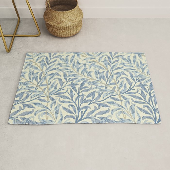 William Morris Vintage Willow Bough Blue Cream Pattern Rug Gallery Image 1