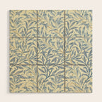 William Morris Vintage Willow Bough Blue Cream Pattern Wood Wall Art Gallery Image 1