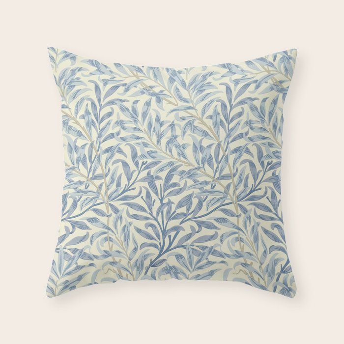 William Morris Vintage Willow Bough Blue Cream Pattern Throw Pillow Gallery Image 6