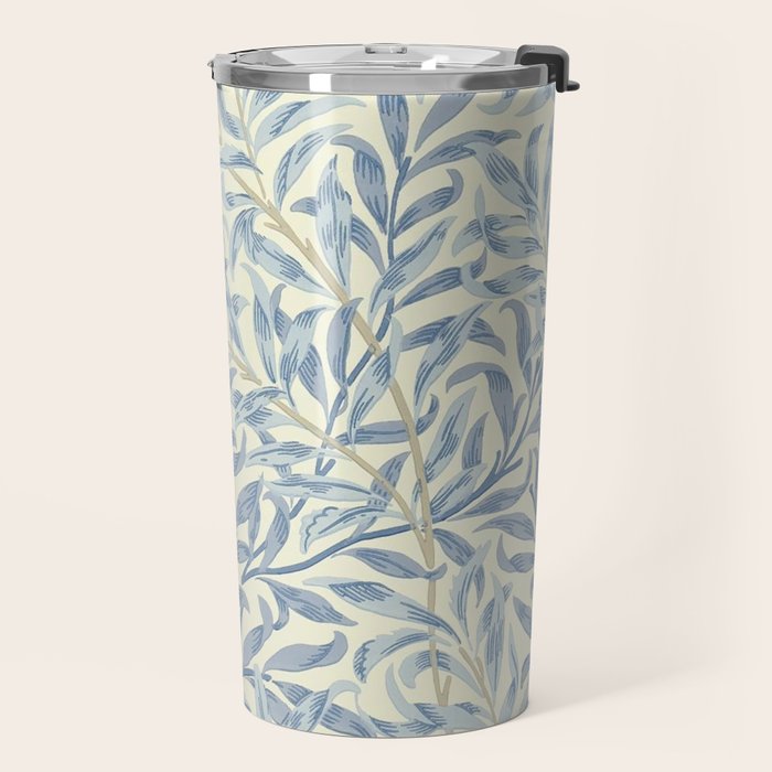 William Morris Vintage Willow Bough Blue Cream Pattern Travel Mug Gallery Image 2