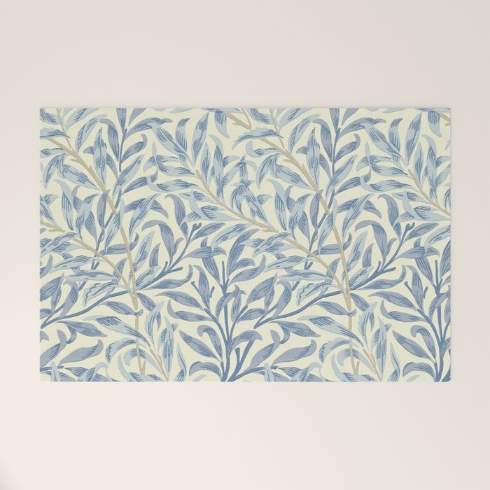 William Morris Vintage Willow Bough Blue Cream Pattern Welcome Mat Gallery Image 1