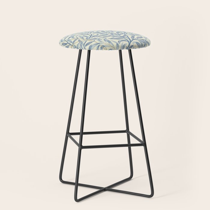 William Morris Vintage Willow Bough Blue Cream Pattern Stool Gallery Image 1