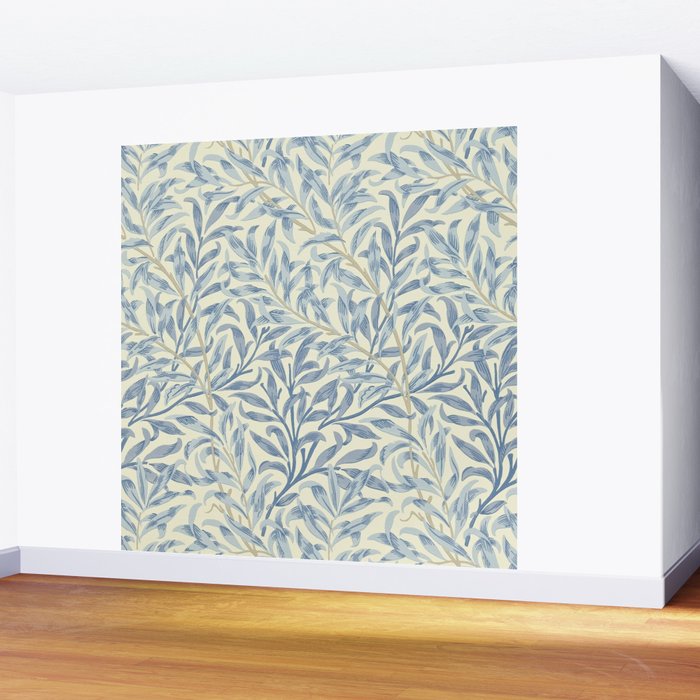 William Morris Vintage Willow Bough Blue Cream Pattern Wall Mural Gallery Image 2