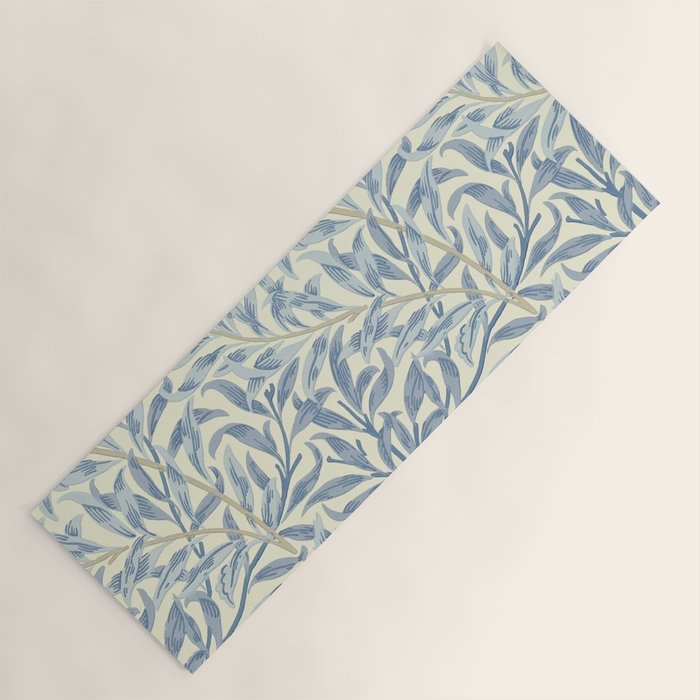 William Morris Vintage Willow Bough Blue Cream Pattern Yoga Mat Gallery Image 1