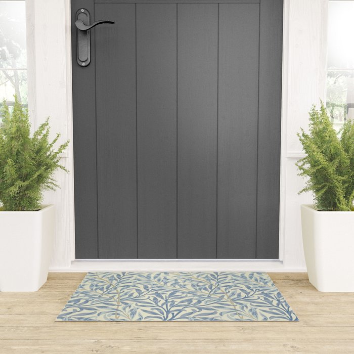 William Morris Vintage Willow Bough Blue Cream Pattern Welcome Mat Gallery Image 3
