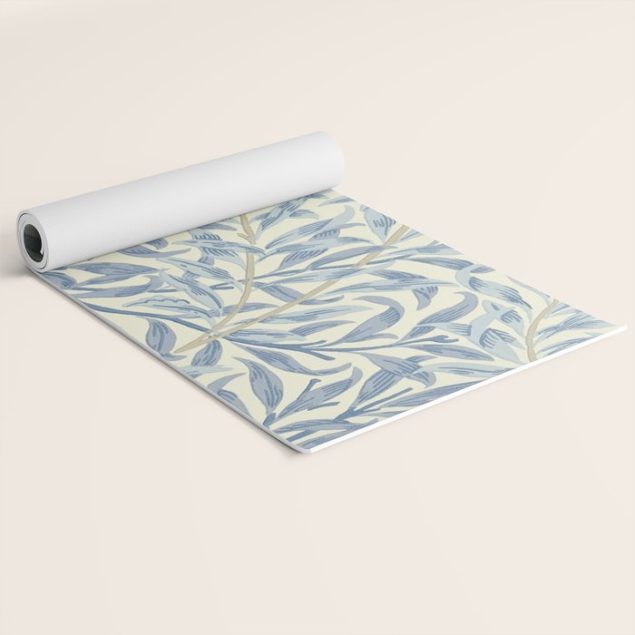 William Morris Vintage Willow Bough Blue Cream Pattern Yoga Mat Gallery Image 2