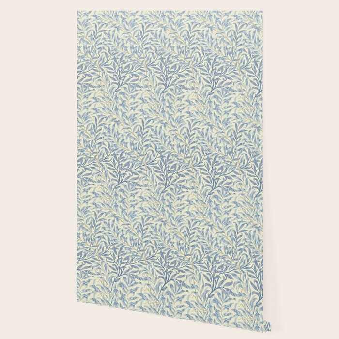 William Morris Vintage Willow Bough Blue Cream Pattern Wallpaper Gallery Image 2