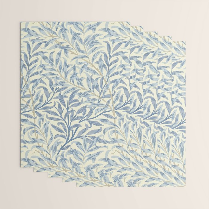 William Morris Vintage Willow Bough Blue Cream Pattern Wrapping Paper Gallery Image 3