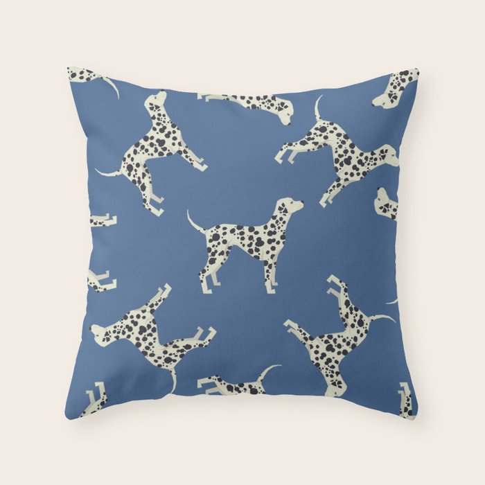 Dalmatian On Blue Throw Pillow Gallery Image 6
