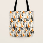 Retro 1950s Style Mid Century Modern Atomic Wing Pattern 834 Googie Orange and Gray Tote Bag Gallery Image 1