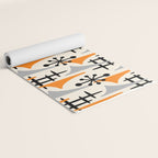 Retro 1950s Style Mid Century Modern Atomic Wing Pattern 834 Googie Orange and Gray Yoga Mat Gallery Image 2