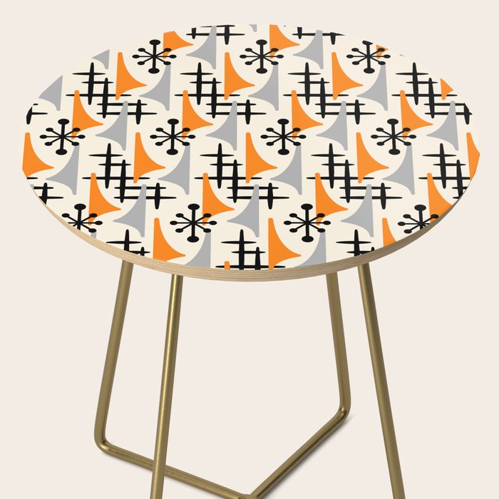 Retro 1950s Style Mid Century Modern Atomic Wing Pattern 834 Googie Orange and Gray Side Table Gallery Image 2