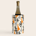Retro 1950s Style Mid Century Modern Atomic Wing Pattern 834 Googie Orange and Gray Wine Chiller Gallery Image 1